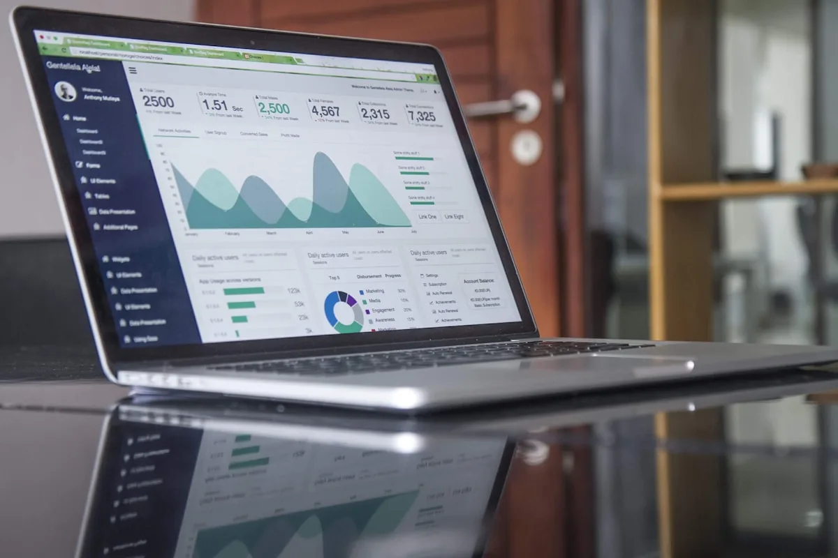 Revenue analytics dashboard showing monthly digital product sales growth and conversion metrics