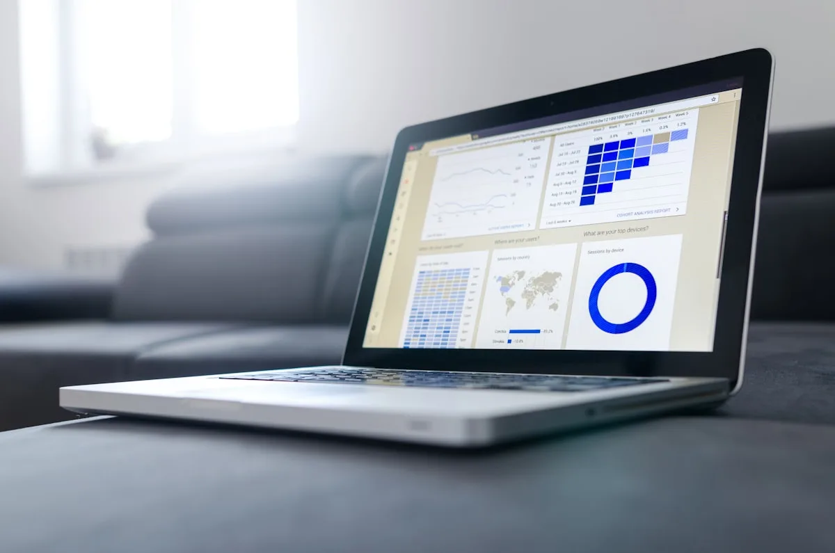 Content performance analytics dashboard showing article traffic metrics and search ranking data